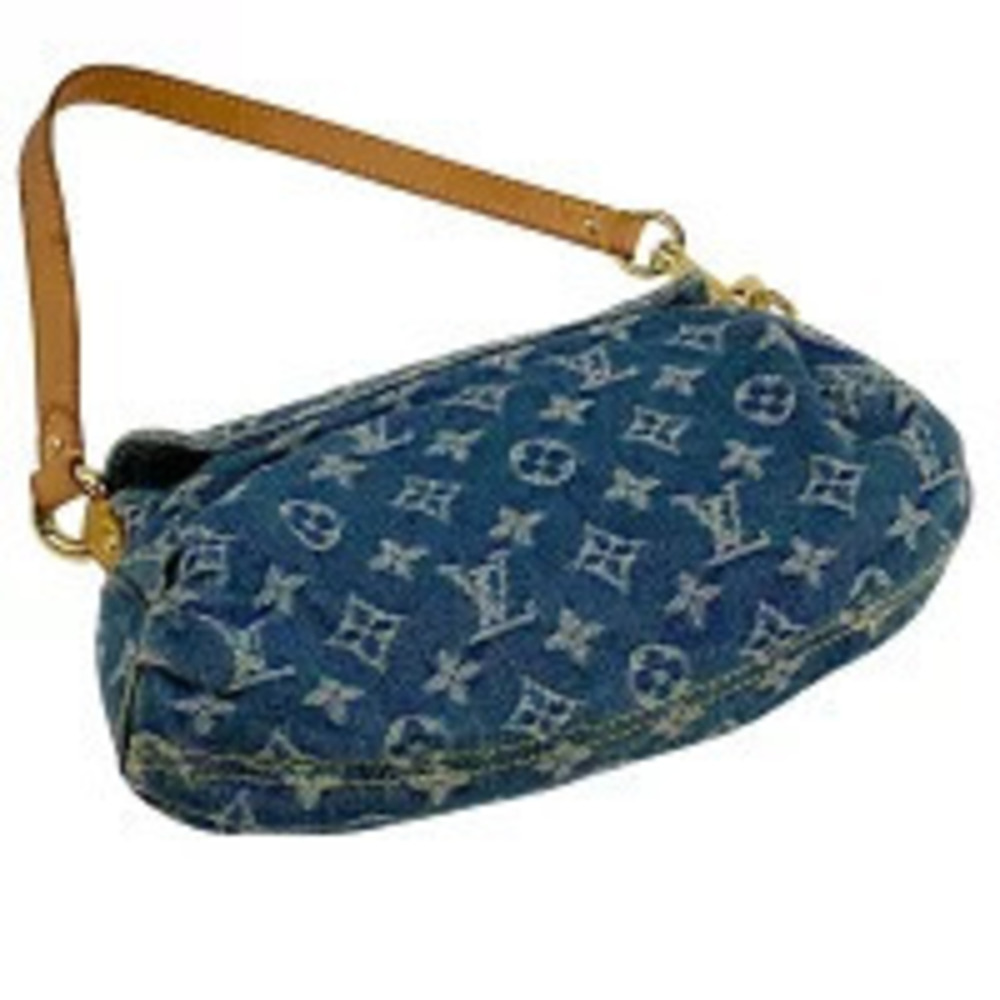 Louis Vuitton Hobo Handbag Bag Blue Denim Monogram Pleaty